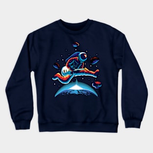 Astronaut Rocking in Outer Space Crewneck Sweatshirt